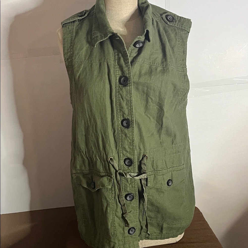 😄Anorak Khaki Linen Button Vest, Cargo Hiking Long Utility
Outerwear L
